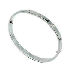 Pre Owned Cartier Love White Gold 4 Diamonds Bracelet Size 19