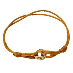 مملوكة مسبقًا Cartier Trinity de Cartier Three Tone 18k Gold Brown Adjustable Cord Bracelet