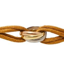 مملوكة مسبقًا Cartier Trinity de Cartier Three Tone 18k Gold Brown Adjustable Cord Bracelet