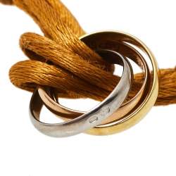 مملوكة مسبقًا Cartier Trinity de Cartier Three Tone 18k Gold Brown Adjustable Cord Bracelet