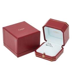 مملوكة مسبقًا Cartier Love Solitaire 0.23ct Diamond 18K White Gold Band Ring Size 52