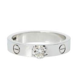 مملوكة مسبقًا Cartier Love Solitaire 0.23ct Diamond 18K White Gold Band Ring Size 52