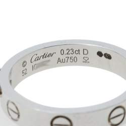 مملوكة مسبقًا Cartier Love Solitaire 0.23ct Diamond 18K White Gold Band Ring Size 52