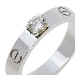 مملوكة مسبقًا Cartier Love Solitaire 0.23ct Diamond 18K White Gold Band Ring Size 52