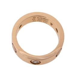 مملوكة مسبقًا Cartier Love 3 Diamond 18K Rose Gold Band Ring Size 53