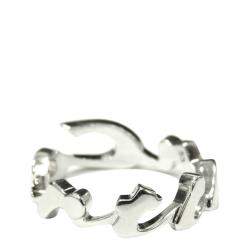 Pre Owned Cartier Signature 18K White Gold Ring Size EU 52