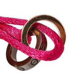 مملوكة مسبقًا Cartier Love Diamond 18K Rose Gold & Ceramic Pink Cord Bracelet