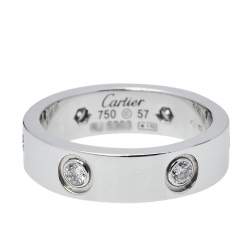 Pre Owned دبلة كارتييه لوف ذهب أبيض عيار 18 6 ألماس مقاس 57