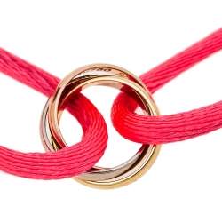 مملوكة مسبقًا Cartier Trinity 18K Three Tone Gold Neon Pink Cord Adjustable Bracelet