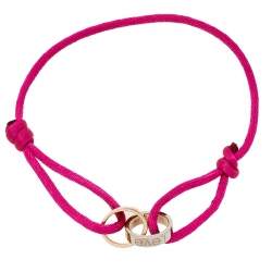 Cartier Love Charity Bracelet Pink Silk Cord 4 Diamond Ceramic 18k