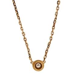 Pre Owned Cartier Diamants Légers Diamond 18k Rose Gold Necklace XS
