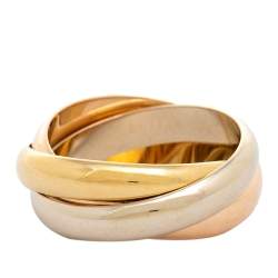 Pre Owned خاتم كارتييه ترينيتي ذهب ثلاثي اللون عيار 18 حلقة مقاس 53