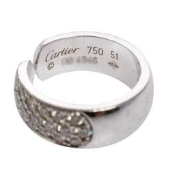 Cartier 18k White Gold Double C Cartier Diamond Ring 51