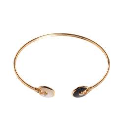 Pre Owned Cartier Amulette de Cartier Diamond Mother of Pearl Onyx 18k Rose Gold Open Cuff Bracelet