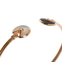 Pre Owned Cartier Amulette de Cartier Diamond Mother of Pearl Onyx 18k Rose Gold Open Cuff Bracelet
