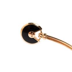 Pre Owned Cartier Amulette de Cartier Diamond Mother of Pearl Onyx 18k Rose Gold Open Cuff Bracelet