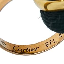Pre Owned Cartier Trinity de Cartier 18K Three Tone Gold Adjustable Black Cord Bracelet 