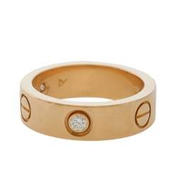 مملوكة مسبقًا Cartier Love 3 Diamond 18K Rose Gold Band Ring 51