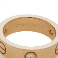 مملوكة مسبقًا Cartier Love 3 Diamond 18K Rose Gold Band Ring 51