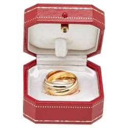 مملوكة مسبقًا Cartier Trinity 18K Three Tone Gold Rolling Band Ring - 56