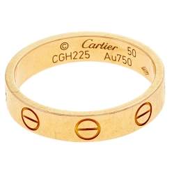 مملوكة مسبقًا Cartier Love 18K Yellow Gold Narrow Wedding Band Ring Size 50