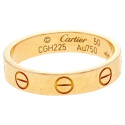 مملوكة مسبقًا Cartier Love 18K Yellow Gold Narrow Wedding Band Ring Size 50