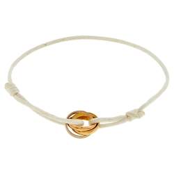 Pre Owned Cartier Trinity de Cartier 18K Three Tone Gold Adjustable White Cord Bracelet 