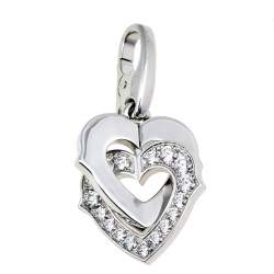 Pre Owned Cartier Double Heart Diamond 18K White Gold Charm 