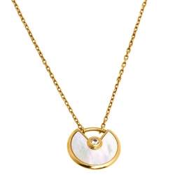 Pre Owned  Cartier Amulette de Cartier Mother of Pearl 18k Yellow Gold Pendant Necklace XS