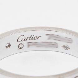Pre Owned Cartier Love 1 Diamond 18K White Gold Narrow Wedding Band Ring Size 53