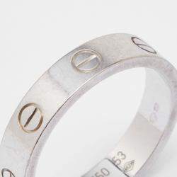 Pre Owned Cartier Love 1 Diamond 18K White Gold Narrow Wedding Band Ring Size 53