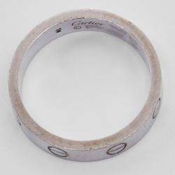 Pre Owned Cartier Love 1 Diamond 18K White Gold Narrow Wedding Band Ring Size 53
