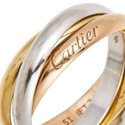 Cartier Trinity 18K Three Tone Gold Rolling Band Ring Size 51