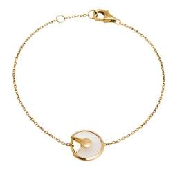 Pre Owned Cartier Amulette de Cartier Mother of Pearl 18K Yellow Gold Bracelet XS