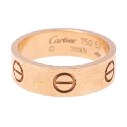 مملوكة مسبقًا Cartier Love 18K Rose Gold Band Ring Size 52