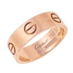 مملوكة مسبقًا Cartier Love 18K Rose Gold Band Ring Size 52