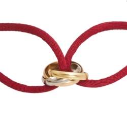 مملوكة مسبقًا Cartier Trinity de Cartier 18K Three Tone Gold Adjustable Red Cord Bracelet