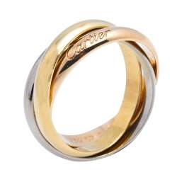 Pre Owned Cartier Trinity de Cartier 18k Three Tone Gold Rolling Ring Size 57