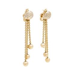 مملوكة مسبقًا Cartier Draperie Diamond 18k Yellow Gold Tassel Long Earrings