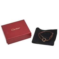Cartier Trinity De Cartier Three Tone 18k Gold Brown Adjustable Cord Bracelet
