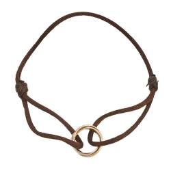 Pre Owned Cartier Trinity De Cartier Three Tone 18k Gold Brown Adjustable Cord Bracelet