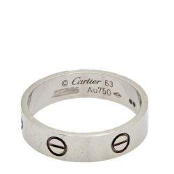 Pre Owned Cartier Love 18K White Gold Band Ring Size 63 