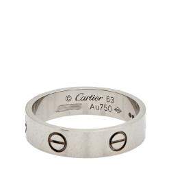 Pre Owned Cartier Love 18K White Gold Band Ring Size 63 