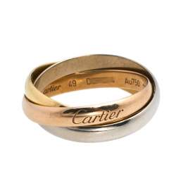 Pre Owned Cartier Trinity de Cartier 18K Three Tone Gold Small Model Rolling Ring Size 49