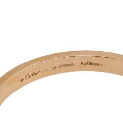 Cartier Love Paved Diamond 18K Rose Gold Cuff Bracelet 16