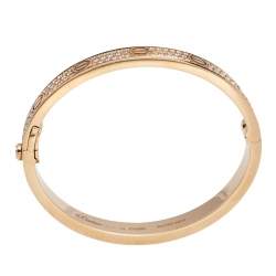 Cartier Love Paved Diamond 18K Rose Gold Cuff Bracelet 16