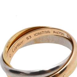 Pre Owned Cartier Trinity de Cartier 18K Three Tone Gold Small Model Rolling Ring Size 53