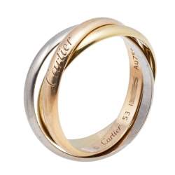 Pre Owned Cartier Trinity de Cartier 18K Three Tone Gold Small Model Rolling Ring Size 53