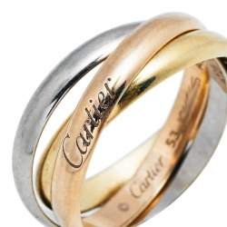 Pre Owned Cartier Trinity de Cartier 18K Three Tone Gold Small Model Rolling Ring Size 53