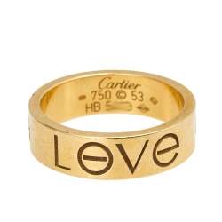Pre Owned Cartier Love 18K Yellow Gold Band Ring Size 53